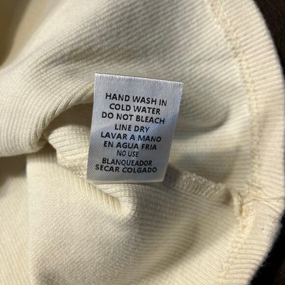 &Merci Cream Puff Sleeve Top M Henley Rib Knit Stretch Romantic Cottagecore - Picture 8 of 13